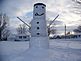 Snowman built by Nick & Nathan Simon using bales of hay in Epworth, IA. Taken Dec 6th by Lindsey Derby.