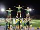 Hempstead Varsity Football Cheerleaders get the fans cheering during this great triple prep stunt! Taken on Sept. 5, 2008.