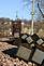 Railroad ties by the train bridge.