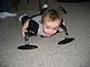 Carter doing push-ups at grandma's house by Joanne Robinson.