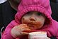 Josie Kallback eating chili. Taken Last Saturday Chili cook off at cable car area on bluff street by Margie Kedley.