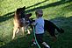 Race our grandson, Hannah and Jersey. Taken 8/27/2010 Our backyard by Lori.