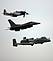 A P-51 Mustang, F-16 Falcon and A-10 Warthog soar over the Mississippi River. Taken Friday, July 3 Eagle Point Park in Dubuque by Jeremy Jones.