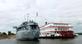 A Tale of Two Ships. USS LST 325 and the American Contessa Dock . Taken Friday September 8, 2023.  Port of Dubuque Mississippi River by Casey Klein.