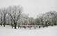 The bridge of Divine Word Seminary in Epworth is fully covered with snow. 